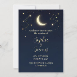 Himmelsmond & Sterne Mitternacht Hochzeitseinladun Einladung