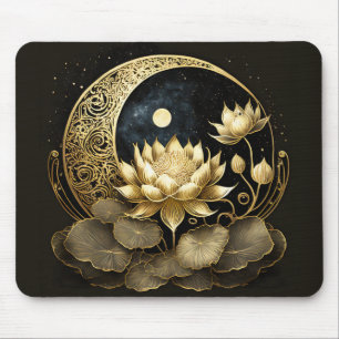 Himmelsmond und Lotus-Blume Mousepad