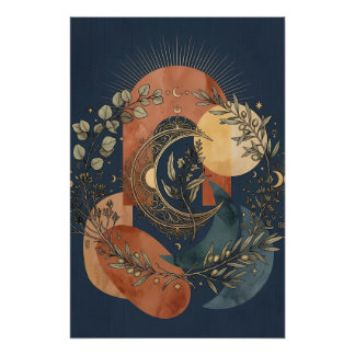 Himmelsmond und Sonnengoldbogen Poster