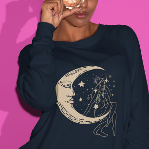 Himmelsmond und Stars, boho, elegantes Gold Sweatshirt