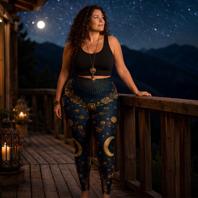 Himmelsmond und Sterne Boho Astrologie Leggings (Von Creator hochgeladen)