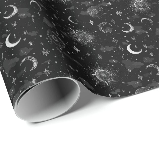 Himmelsmonde- und -starbenumhüllungspapier geschenkpapier (Rolleneckpunkt)