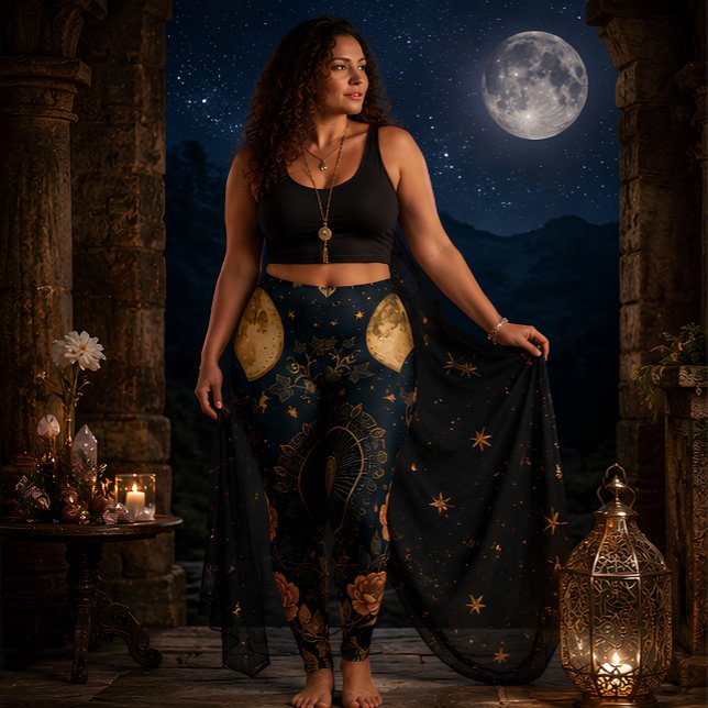 Himmelsmondphasen Botanische Astrologie Leggings (Von Creator hochgeladen)