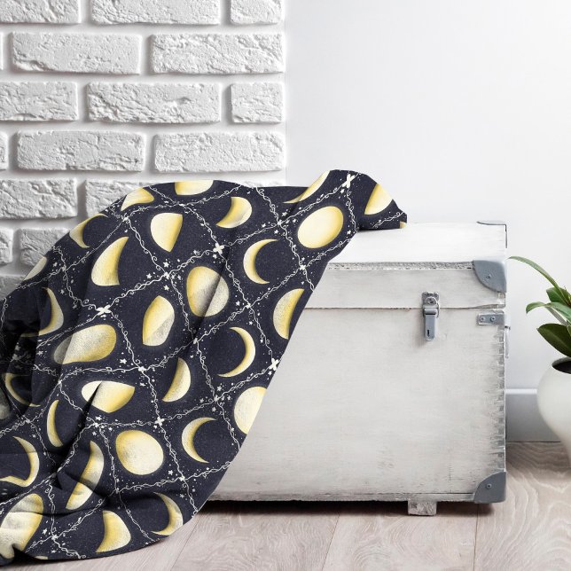 Himmelsmondphasen-Muster Fleecedecke (Moon Phases Pattern Fleece Blanket)