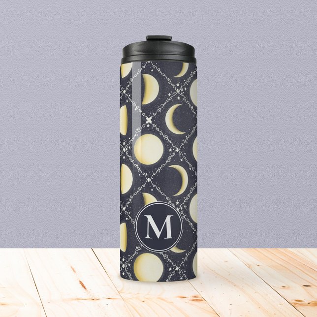 Himmelsmondphasen-Muster Thermosbecher (Moon Phases Pattern Monogram Tumbler)