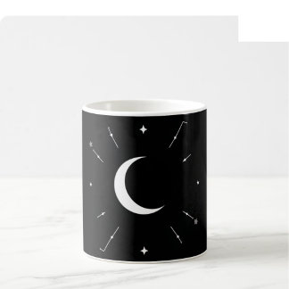 Himmelsmondphasen-Tasse - Schwarz & Weiß (vollstän Kaffeetasse