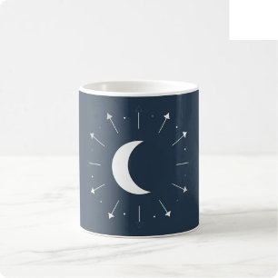 Himmelsmondphasen-Tasse - Tiefes Navy und Silber ( Kaffeetasse