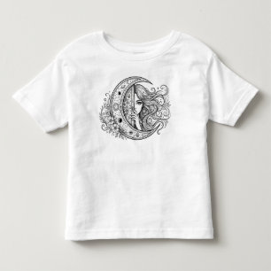 Himmelsmondportal-Mädchen Mystic Line Art Illustra Kleinkind T-shirt