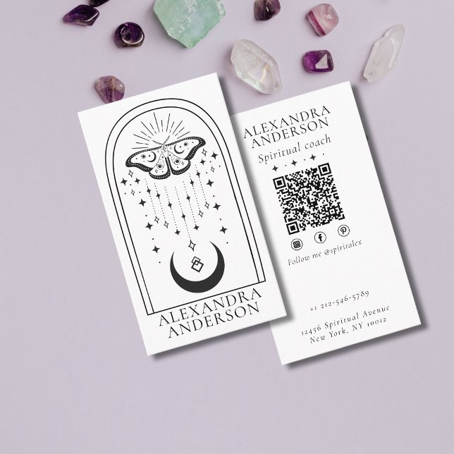 Himmelsmystic Esoteric Moth and Moon Spiritual Visitenkarte (Celestial Mystic Esoteric Moth and Moon Spiritual Business Card)