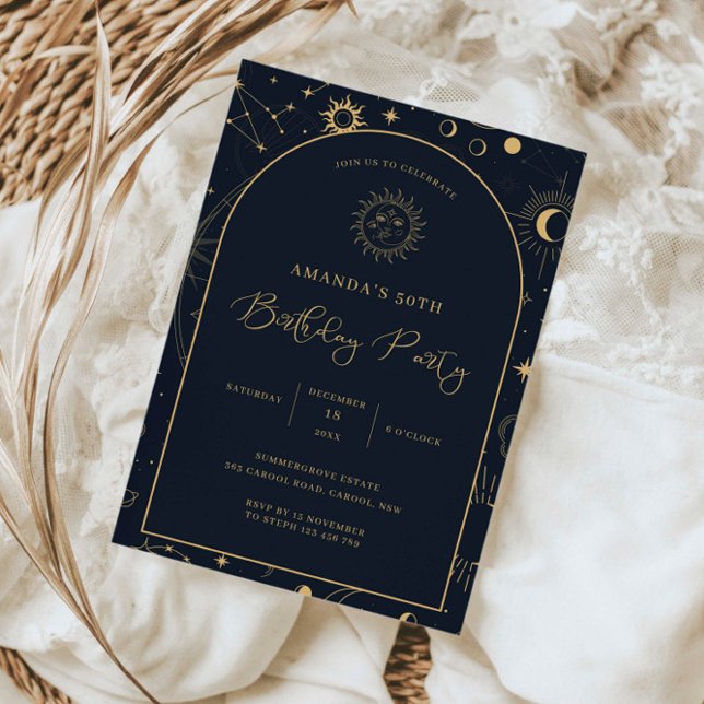 Himmelsmystische Elemente beginnen 50. Geburtstag Einladung (Von Creator hochgeladen)