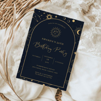 Himmelsmystische Elemente beginnen 50. Geburtstag Einladung