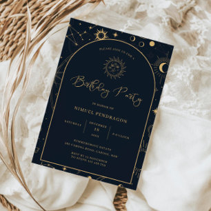 Himmelsmystische Elemente beginnen Geburtstag Einladung