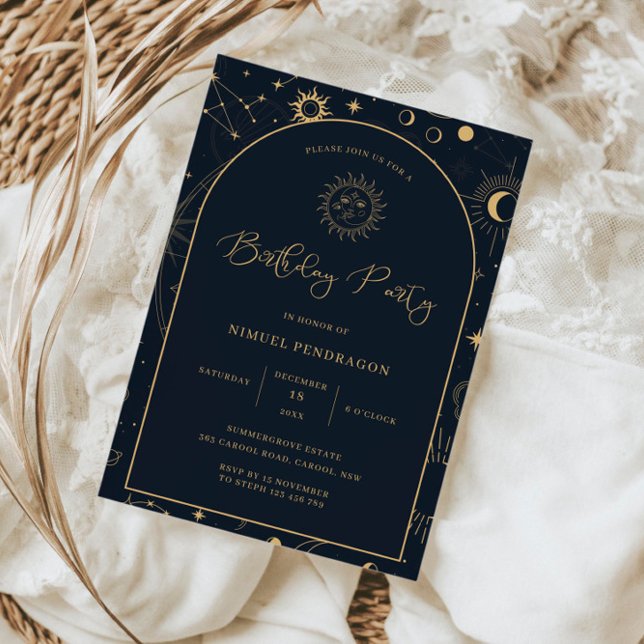 Himmelsmystische Elemente beginnen Geburtstag Einladung (Von Creator hochgeladen)