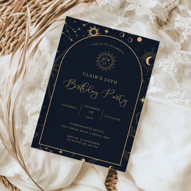 Himmelsmystische Elemente starten 30. Geburtstag Einladung (Von Creator hochgeladen)