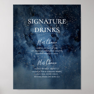 Himmelsnacht   Silberne Signature-Drinks-Tafel Poster