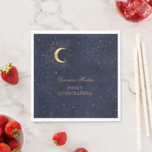Himmelsnachtgold-Mond Quinceañera Serviette
