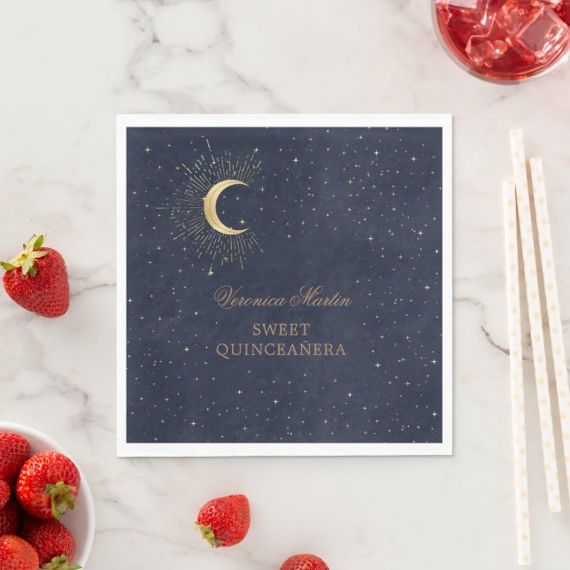 Himmelsnachtgold-Mond Quinceañera Serviette (Beispiel)