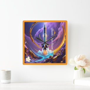 "Himmelsnavigation" Quadratische Wanduhr