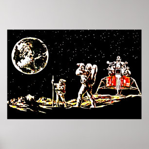 Himmelsperspektive: Retro Moon View Poster