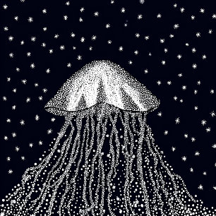 Himmelsqualle Punkt Kunst Traumlandschaft Sterne T-Shirt