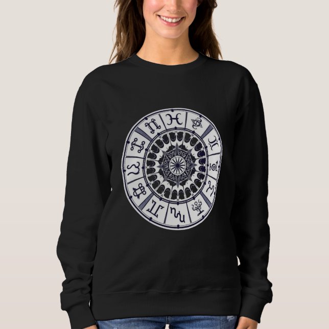 Himmelsrad-Zodiakzeichen-Mandala-Grafikdesign Sweatshirt (Vorderseite)