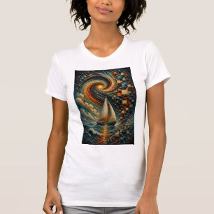 Himmelsreise   Abstrakte 3D-Mikro-Mosaik-Segelyach T-Shirt