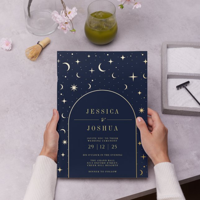 Himmelsschiff Arch Frame Star Golden Folieneinladung (Von Creator hochgeladen)