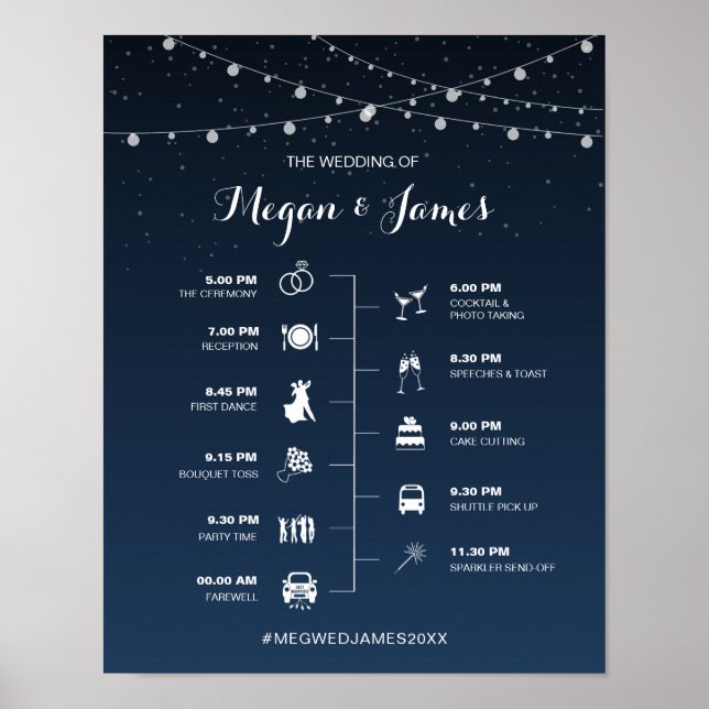 Himmelsschifffahrt Blue Starry Night Wedding Timel Poster (Vorne)