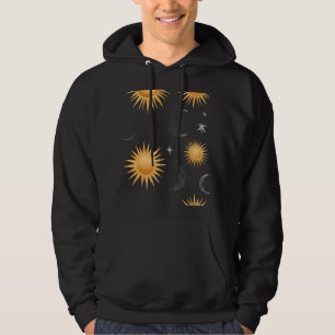 Himmelssonne Mond Sterne Gold Boho Kapuzenpullover Hoodie