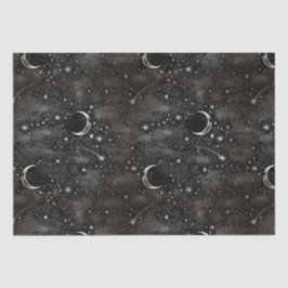 Himmelsstarry Night Moon and Stars Black Seidenpapier