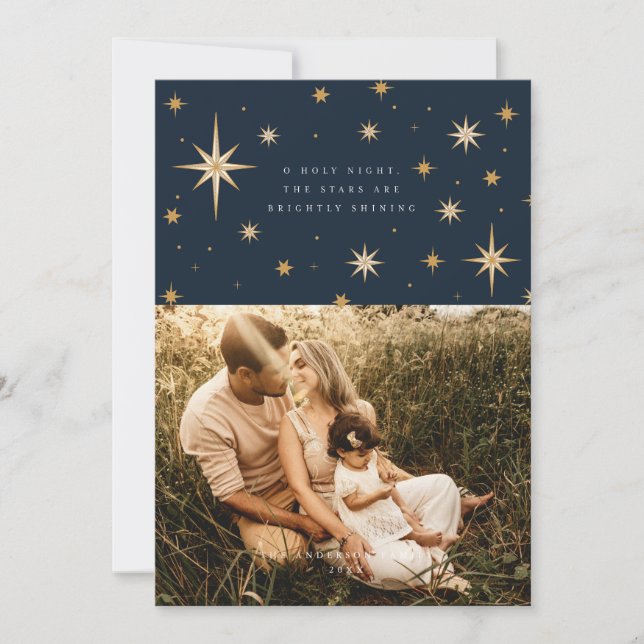 Himmelsstars o Heilige Nacht Fotokarte Einladung (Vorderseite)