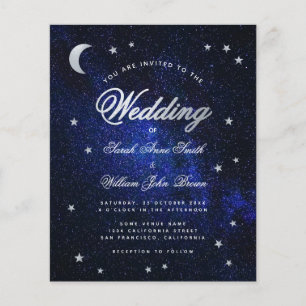 Himmelssterne & Mond Budget-Hochzeitseinladung