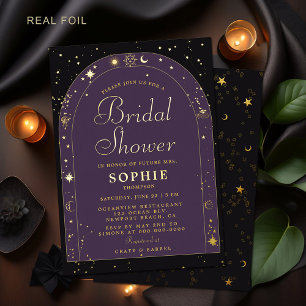 Himmelssterne Mond Gold Boho Bogen Brautparty Folieneinladung