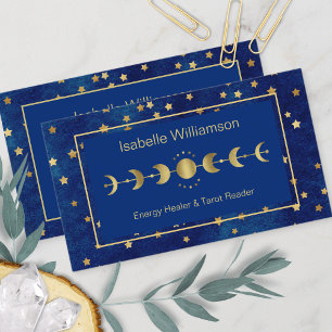 Himmelssterne Mondphase Navyblau Gold Visitenkarte