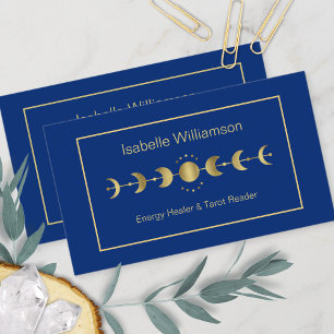 Himmelssterne Mondphase Navyblau Gold Visitenkarte