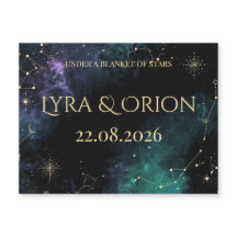 Himmelssterne | Navy/Teal Gold Hochzeitsmagnet