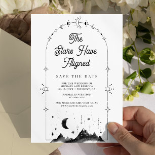 Himmelssterne Schwarz Weiß Halbmond Hochzeit Save The Date