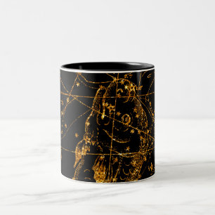 Himmelssternkarte Astrologisch Gold Fische Zweifarbige Tasse