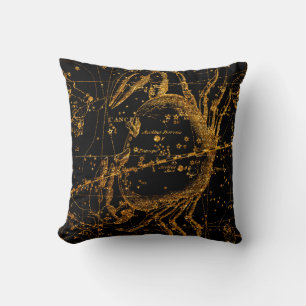 Himmelssternkarte Astrologisch Gold Krebs Kissen