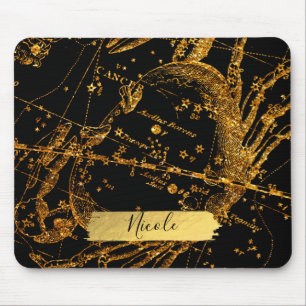 Himmelssternkarte Astrologischer Gold Krebs Mousepad