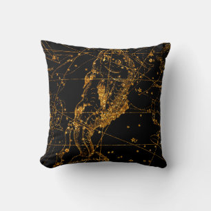 Himmelssternkarte Astrologisches Gold Fische Kissen