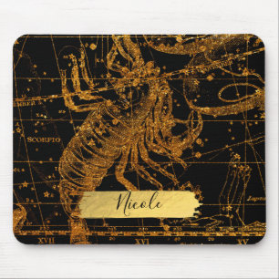 Himmelssternkarte Astrologisches Zeichen Gold Skor Mousepad