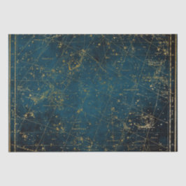 Himmelssternkarte Konstellation blaue Goldgalaxie  Seidenpapier