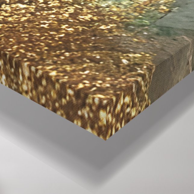 Himmelsströmungen - Abstraktes Gold und Emerald Ca Leinwanddruck (Ecke(Unten))