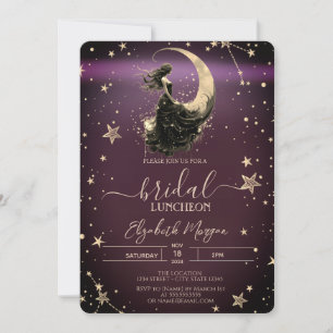 Himmelst Mond Mädchen Sterne Luncheon Burgunderrot Einladung