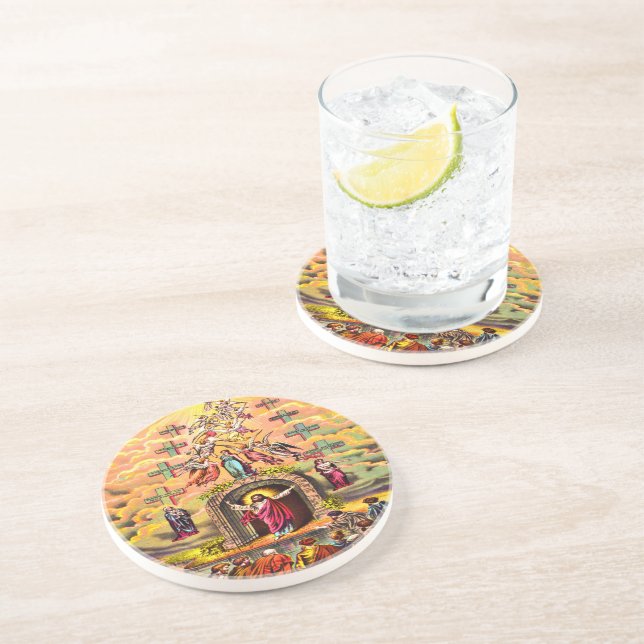 Himmelstor Jesus umarmt von Engeln Getränkeuntersetzer (Seite)