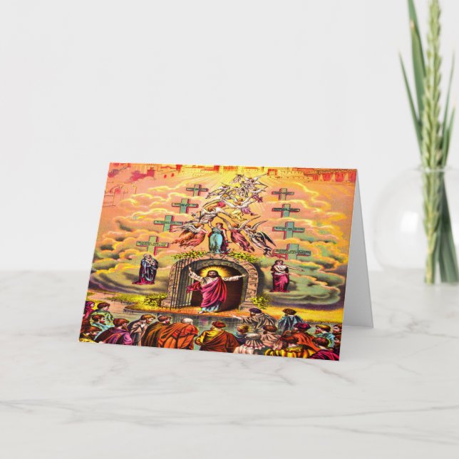 Himmelstor Jesus umarmt von Engeln Karte (Vorderseite)