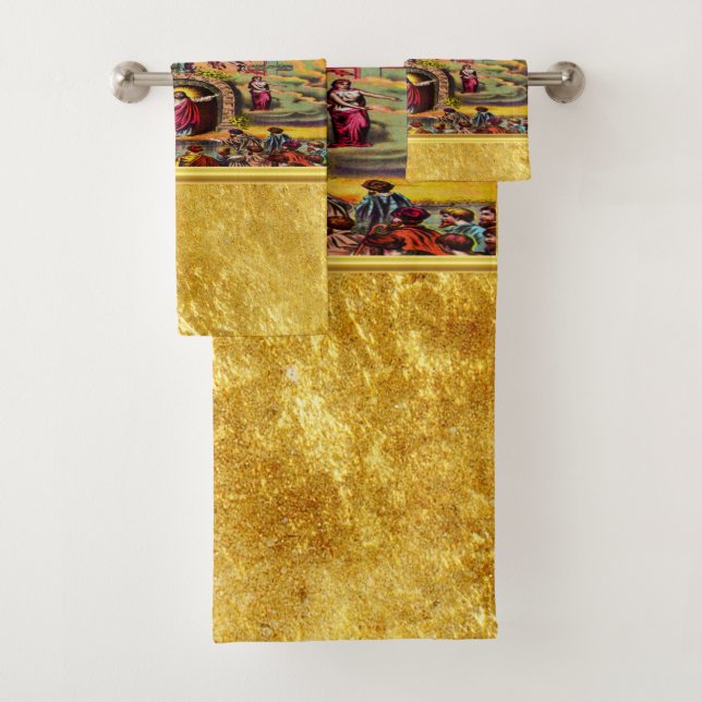 Himmelstor mit goldener Folientextur und Jesus Badhandtuch Set (Insitu)
