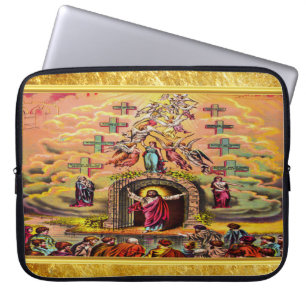 Himmelstor mit goldener Folientextur und Jesus Laptopschutzhülle