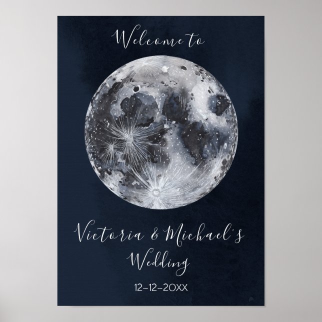 Himmelsvoller Vollmond und Sternenposter Poster (Vorne)